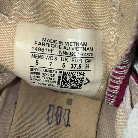 Converse All Star Pink Magenta White Chuck Taylor Paper Low Top Shoes size 7 - Picture 10 of 10